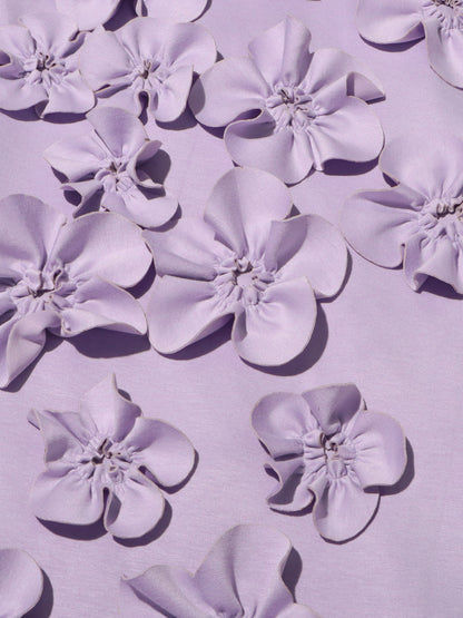 Elegant Lavender Maxi Dress with 3D Floral Appliqués