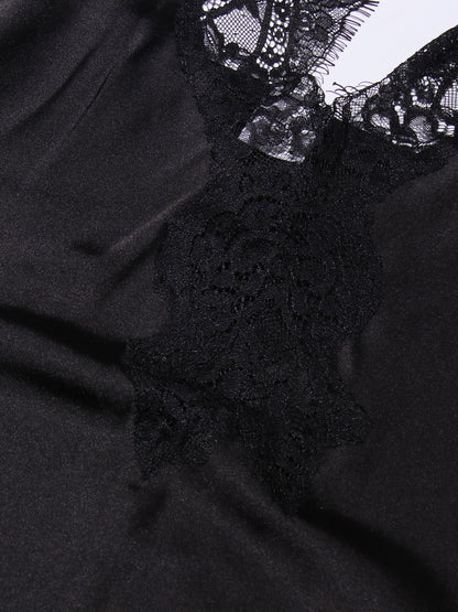 Chic Black and Cream Contrast Lace Maxi Dress