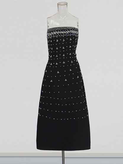 Off Shoulder Patchwork Diamonds Long Dress