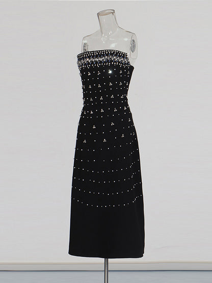 Off Shoulder Patchwork Diamonds Long Dress