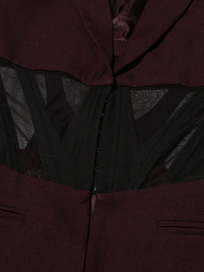 Avant - Garde Burgundy Blazer with Sheer Corset Detail.