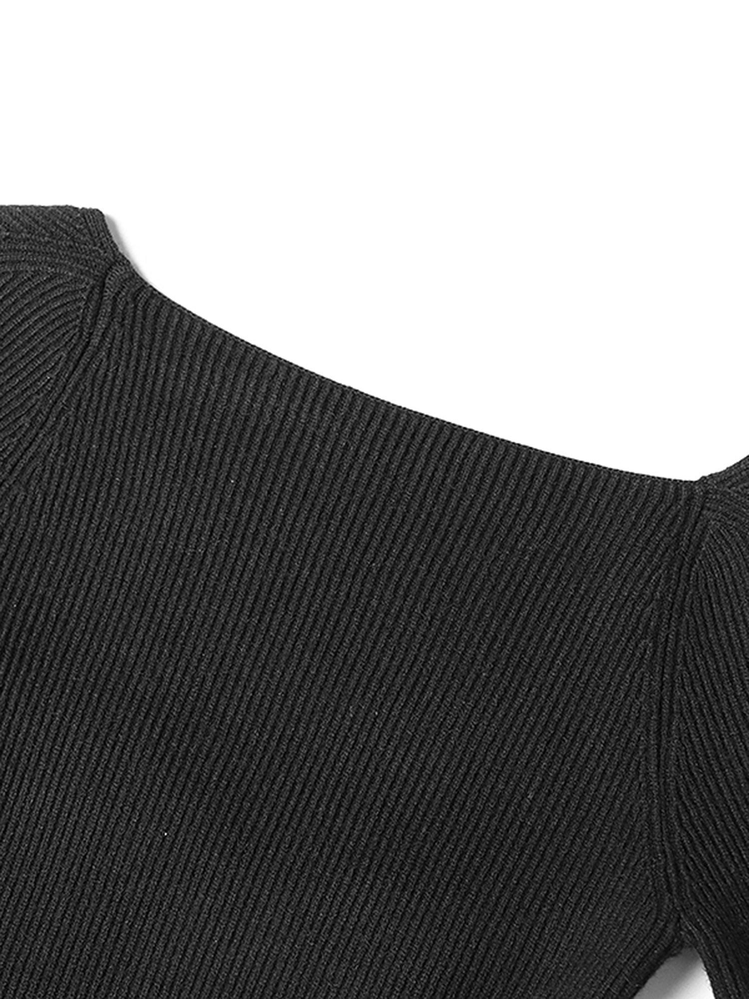 Chic Black Sweetheart Neckline Long - Sleeve Top