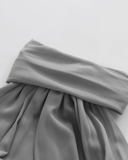 Grey Halter Neck Chiffon Waist Sash Maxi Dress