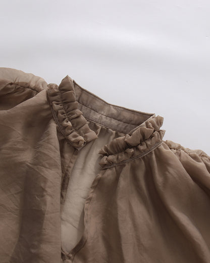 Mochabrown Cape-Sleeve Ruffled Top Maxi Skirt Set