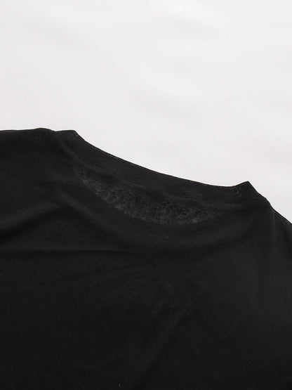 Black Sheer Mesh Long Sleeve Top
