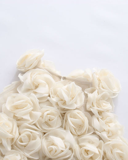 White 3D Floral Halter Neck Top
