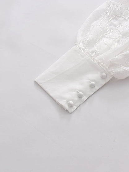 White Embroidered Long Sleeve Maxi Dress