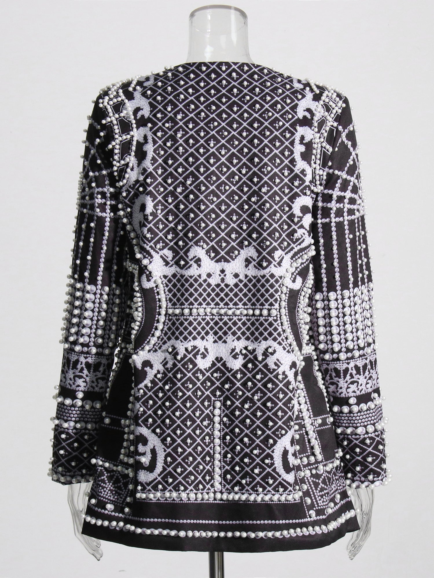 Glamorous Black and White Embellished Blazer