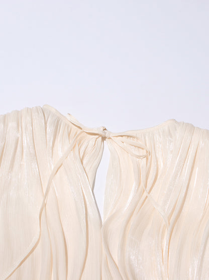 Elegant Apricot Tie - Neck Wrap Mini Dress