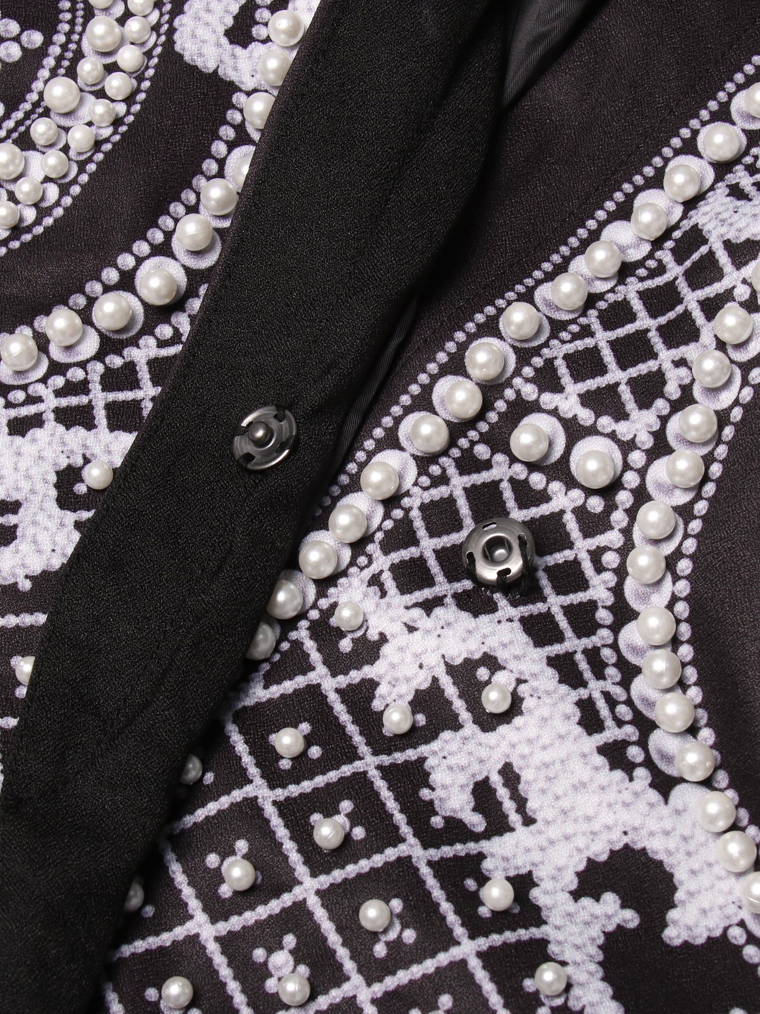 Glamorous Black and White Embellished Blazer