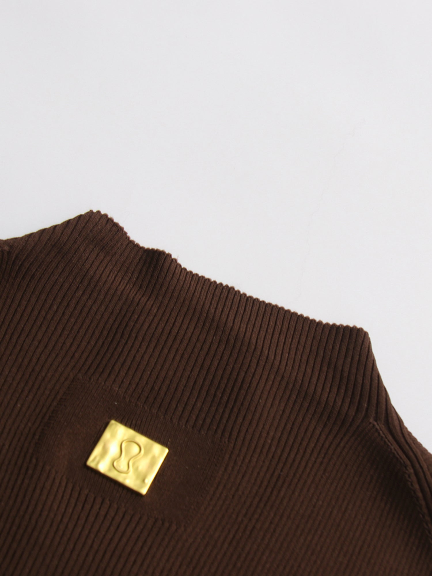 Chic Coffee Sleeveless Top with Gold Keyhole Accent