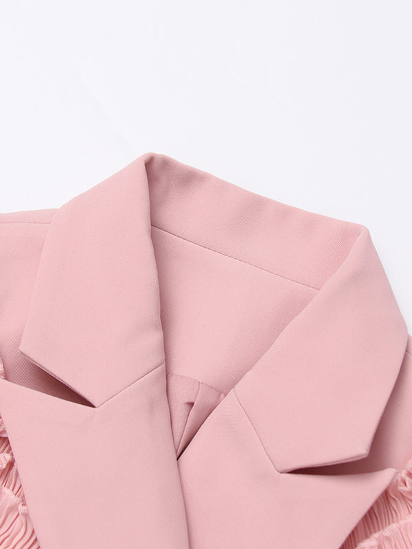 Solid Patchwork V-neck Two Piece Set