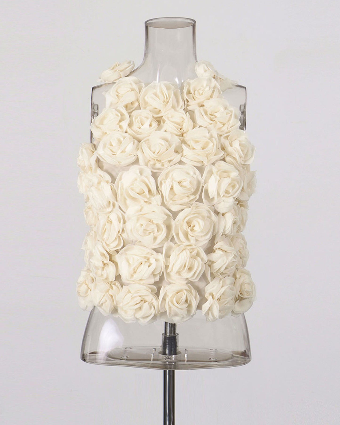 White 3D Floral Halter Neck Top