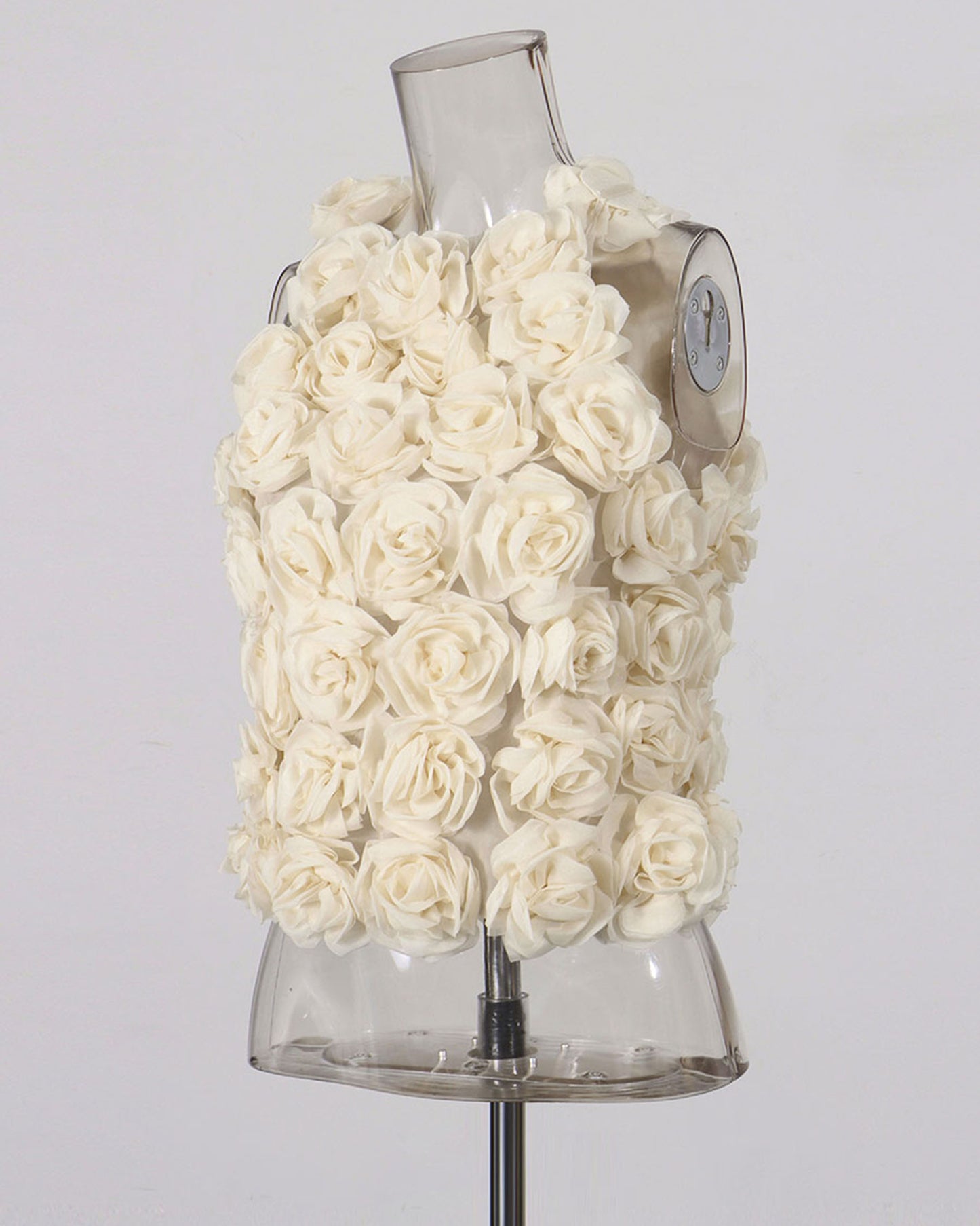 White 3D Floral Halter Neck Top