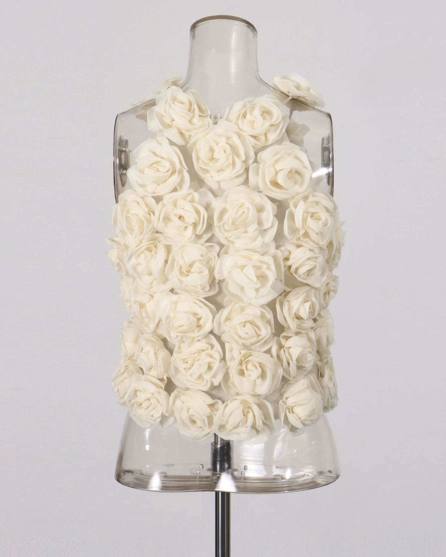 White 3D Floral Halter Neck Top