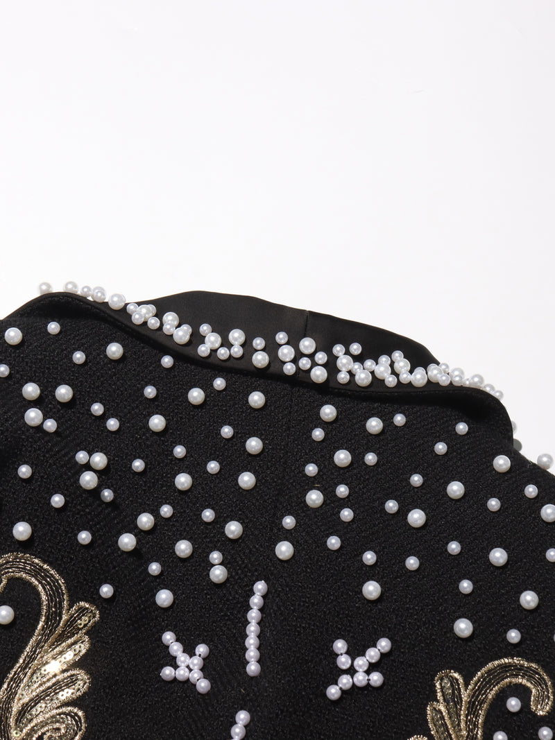 Solid Patchwork Pearls Diamonds Jacket