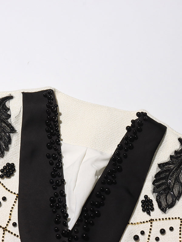 Hit Color Patchwork Pearls Vest