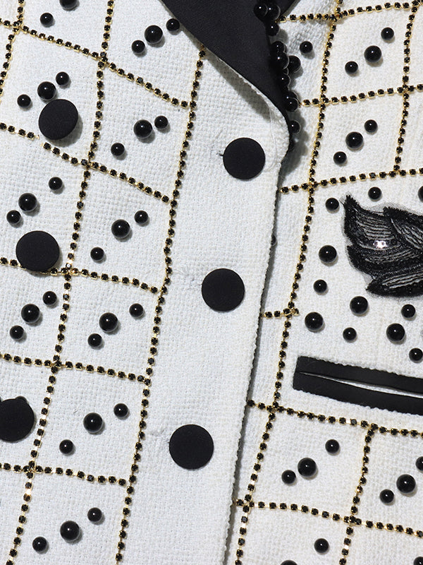 Hit Color Patchwork Pearls Vest