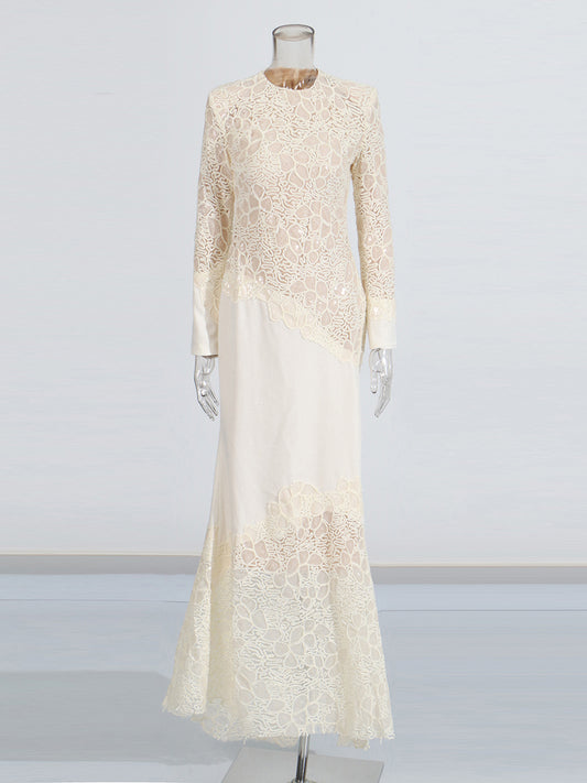 Patchwork Sequins Solid Long Dress