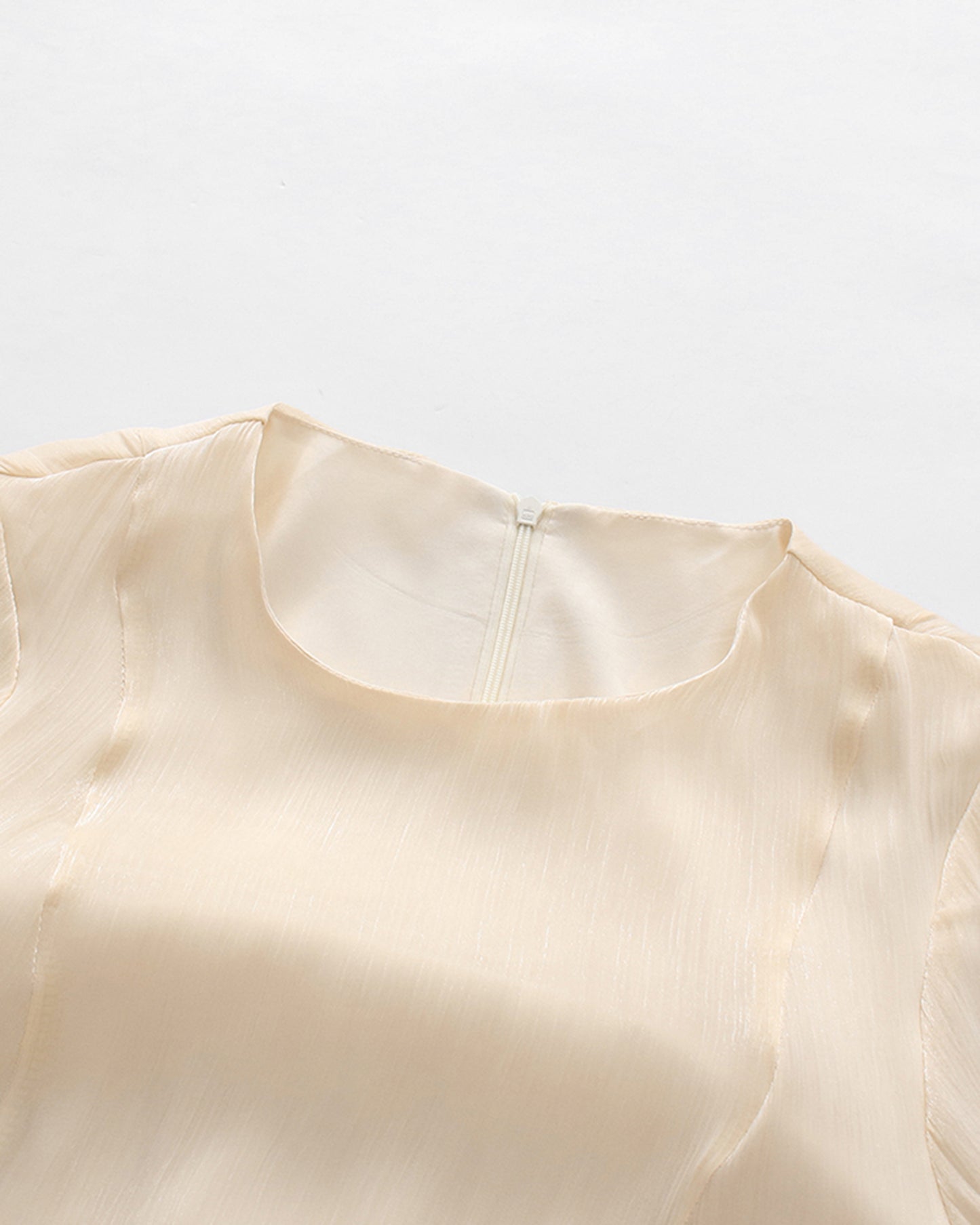 Apricot Shimmery Puff Sleeve Maxi Dress