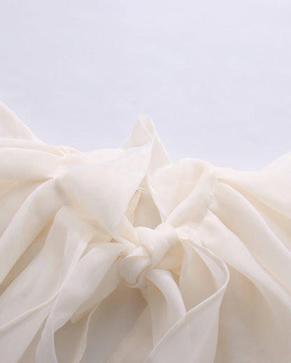 Apricot Bowknot Stand Collar Loose Blouse