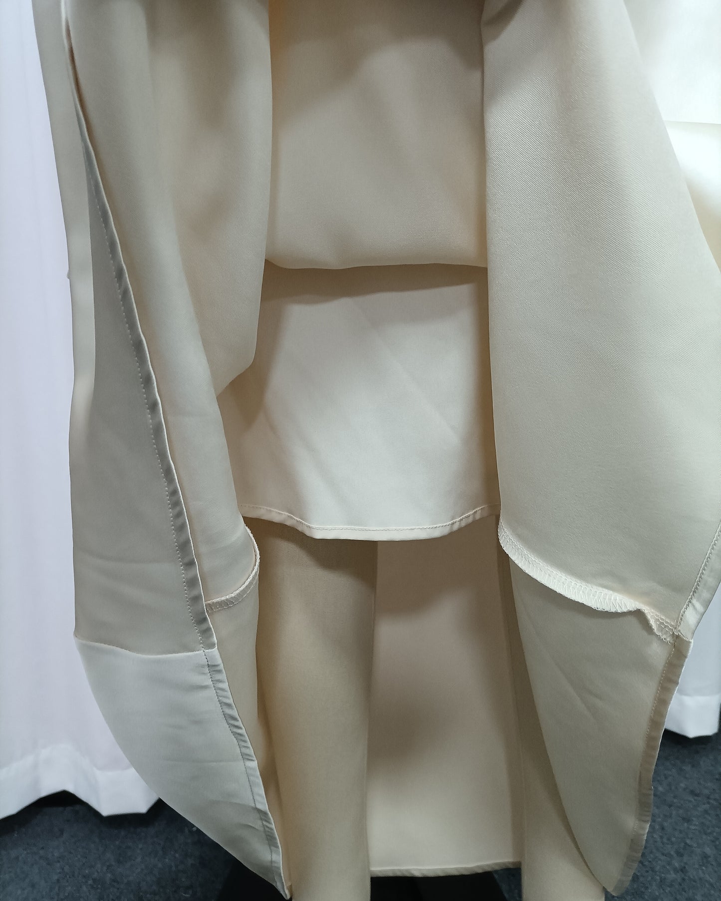 Apricot Satin Fringe Shawl Maxi Dress