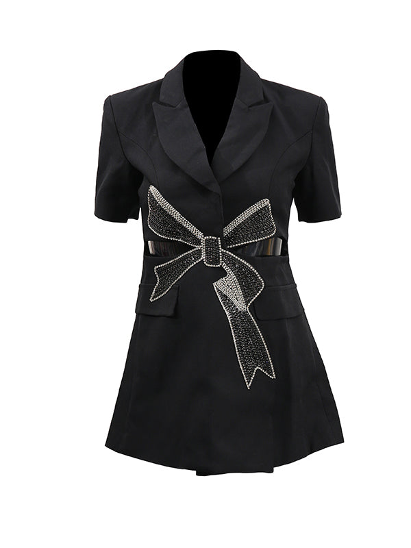 Patchwork Diamonds V-neck Short Dress