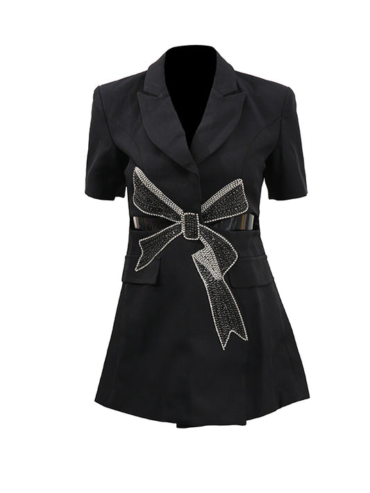 Patchwork Diamonds V-neck Short Dress
