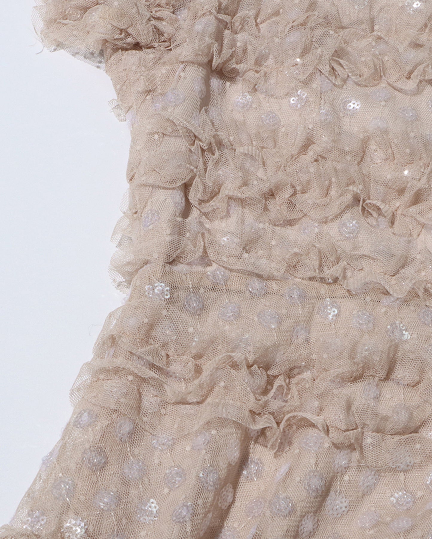 Khaki 3D Floral Ruffled Tulle Maxi Dress