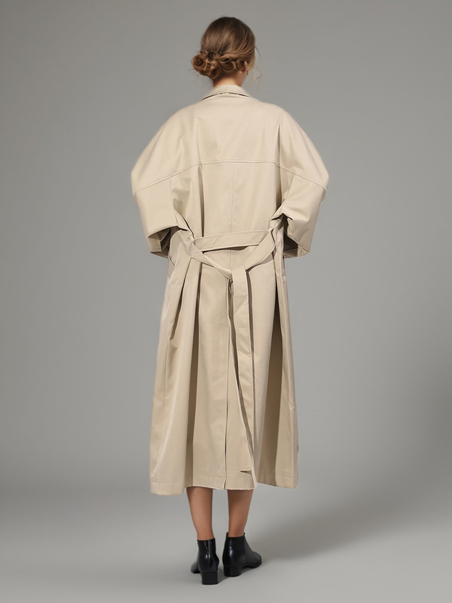 Khaki Asymmetric Long Trench Coat