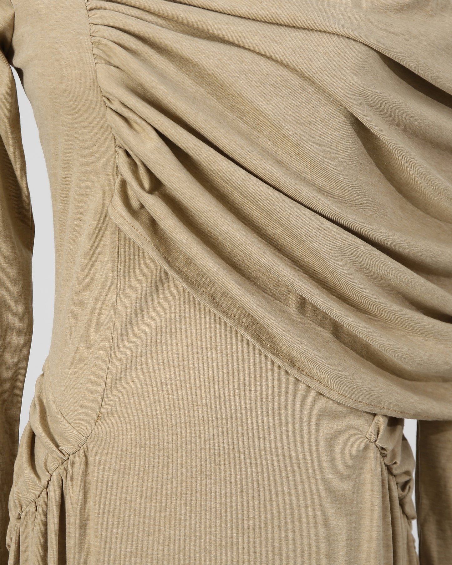 Khaki Asymmetrical Draped Maxi Dress