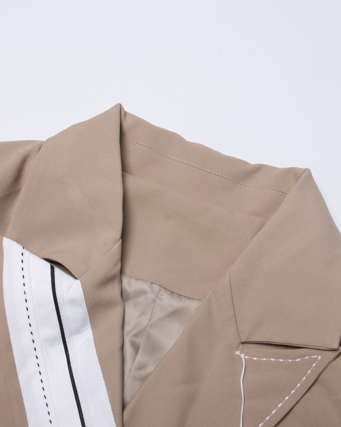 Khaki Coat with Contrast Stitching & Asymmetrical