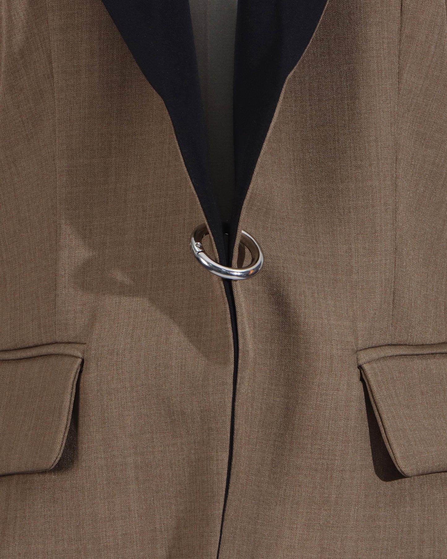 Khaki Contrast Lapel Fitted Blazer