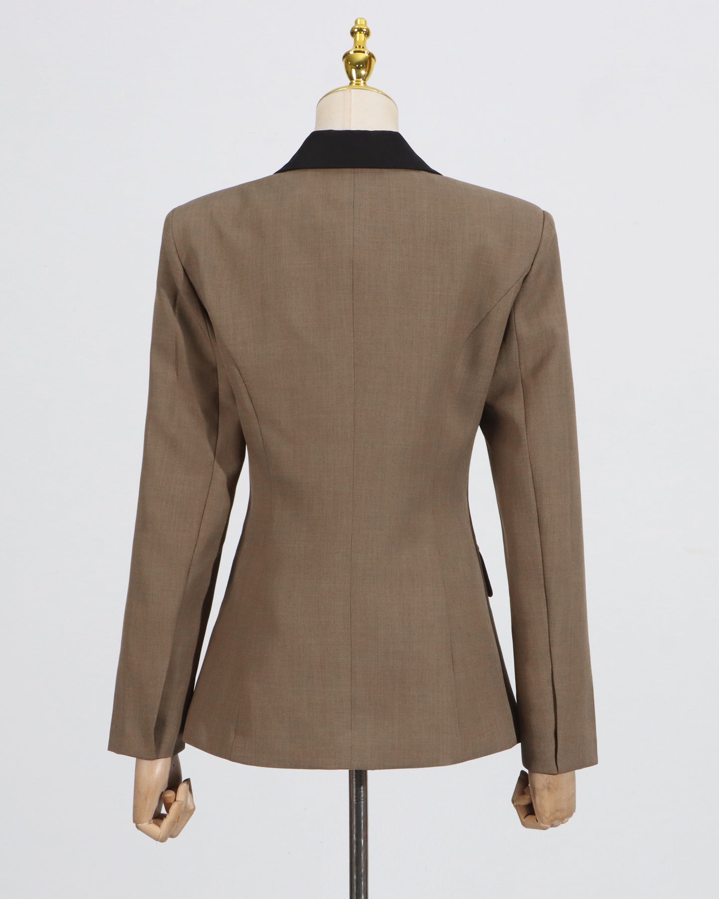 Khaki Contrast Lapel Fitted Blazer
