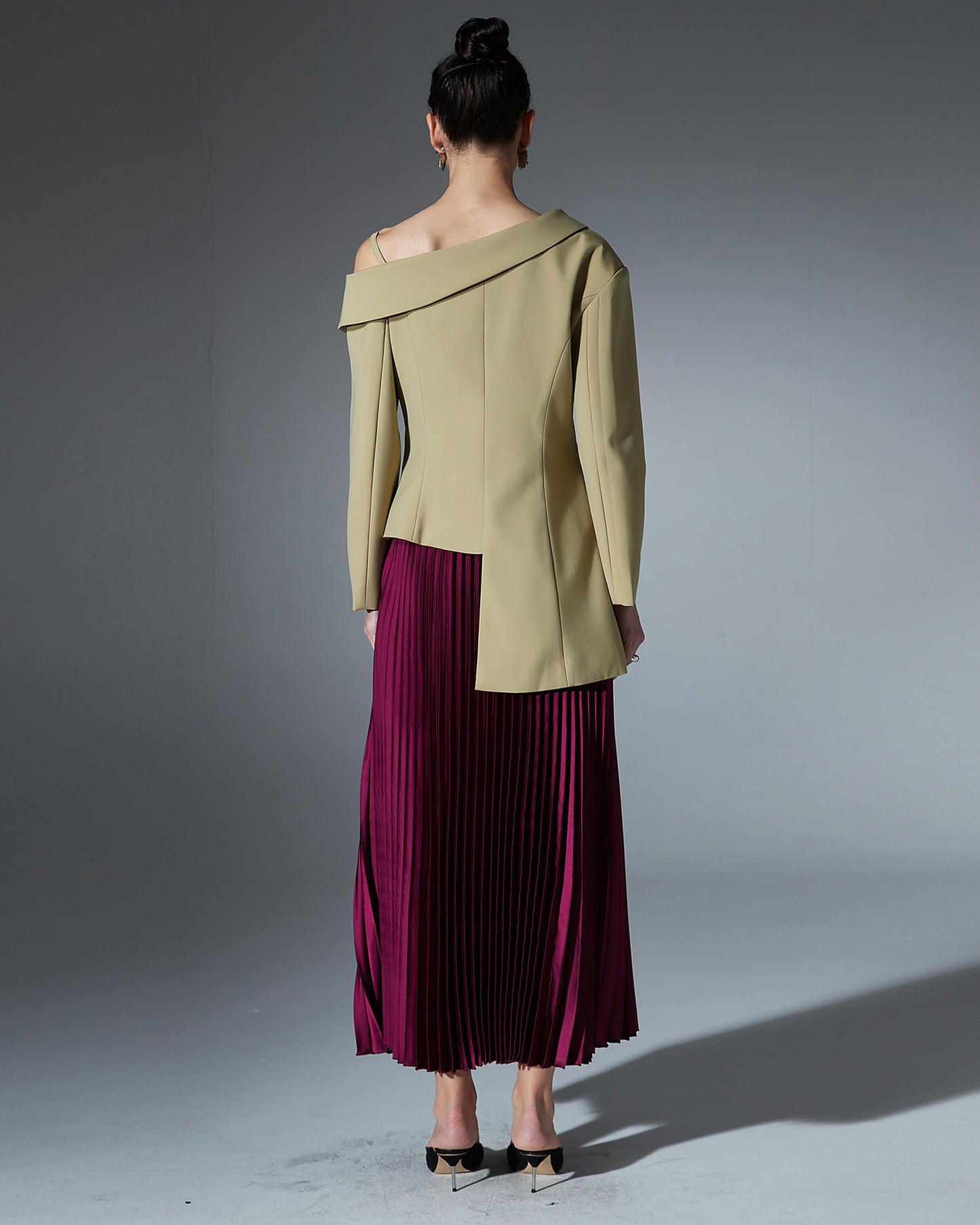 Khaki Lace Cutout Asymmetric Blazer