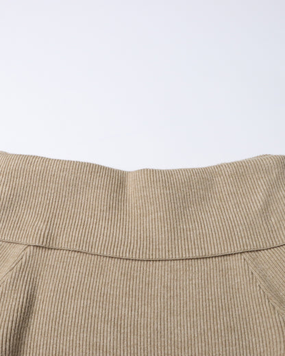 Khaki Off-the-Shoulder Ribbed Knit Top