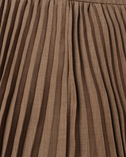 Khaki Pleated Asymmetrical Midi Skirt