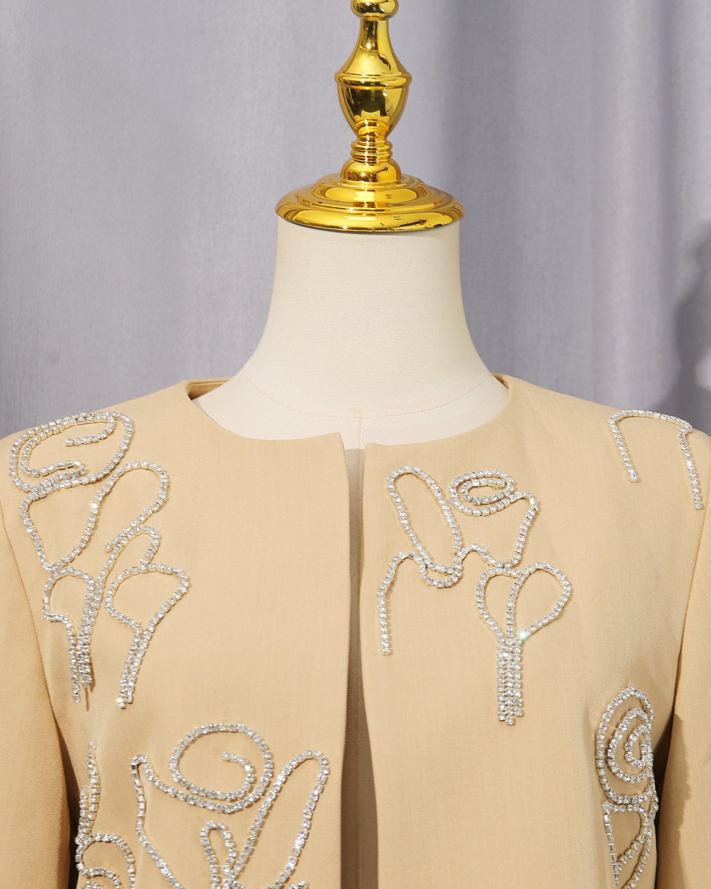 Khaki Rhinestone Rose Embroidery Set