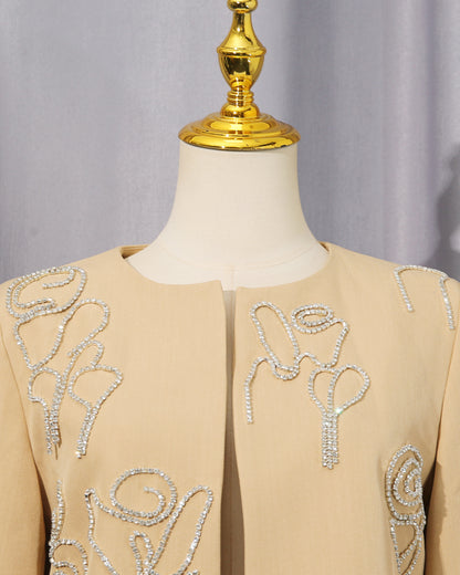 Khaki Rhinestone Rose Embroidery Set