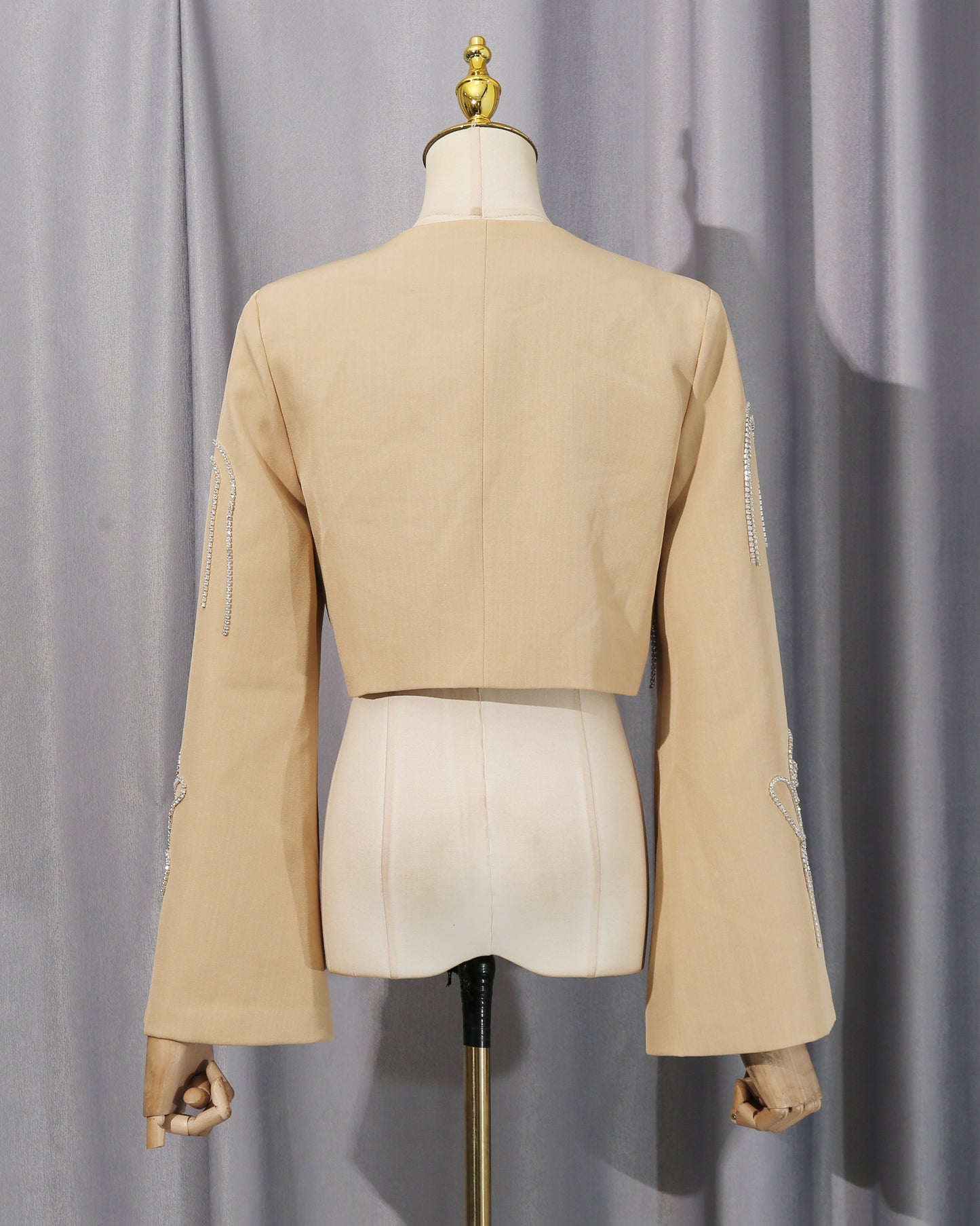 Khaki Rhinestone Rose Embroidery Set