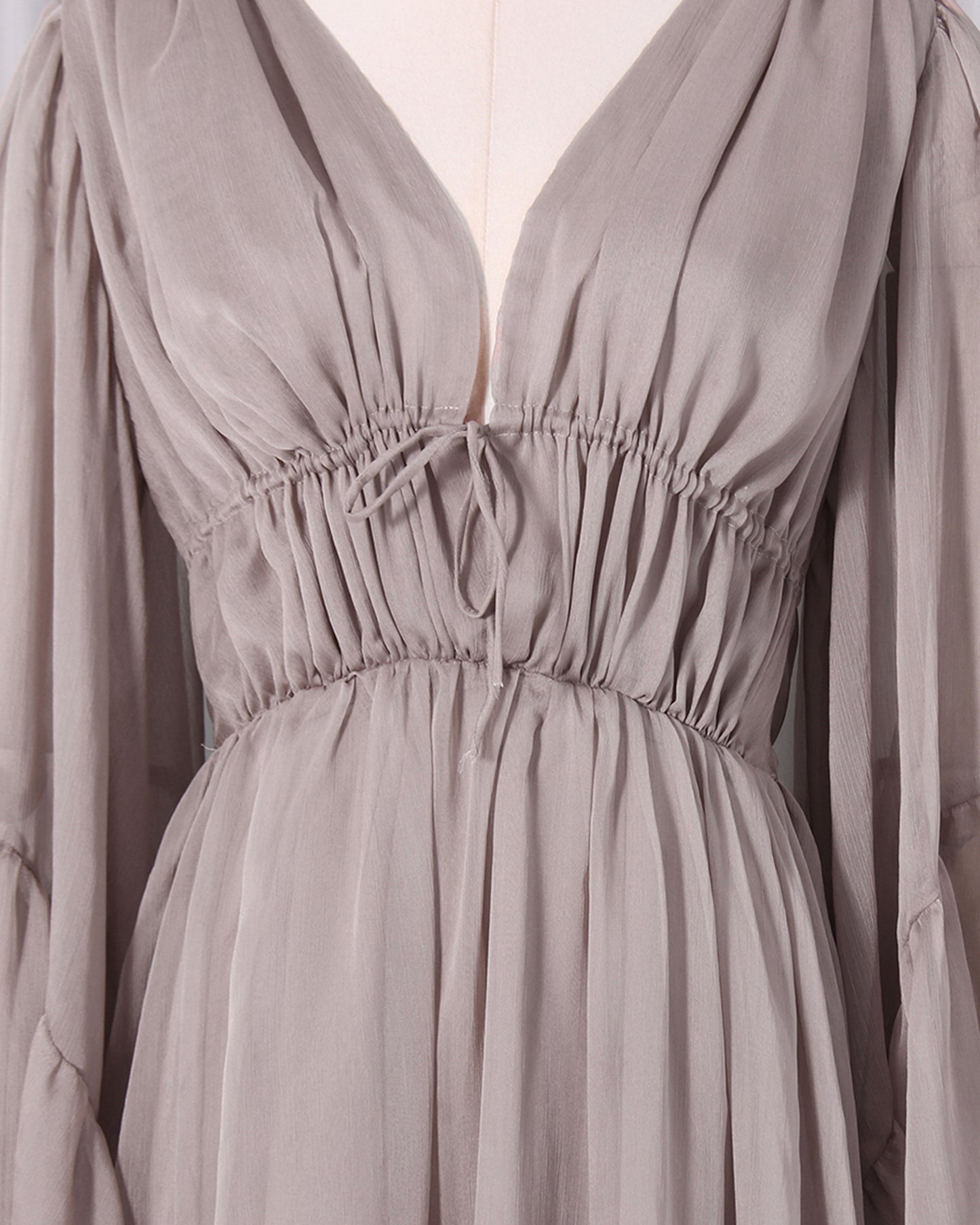 Khaki Ruffle Tiered Chiffon Midi Dress