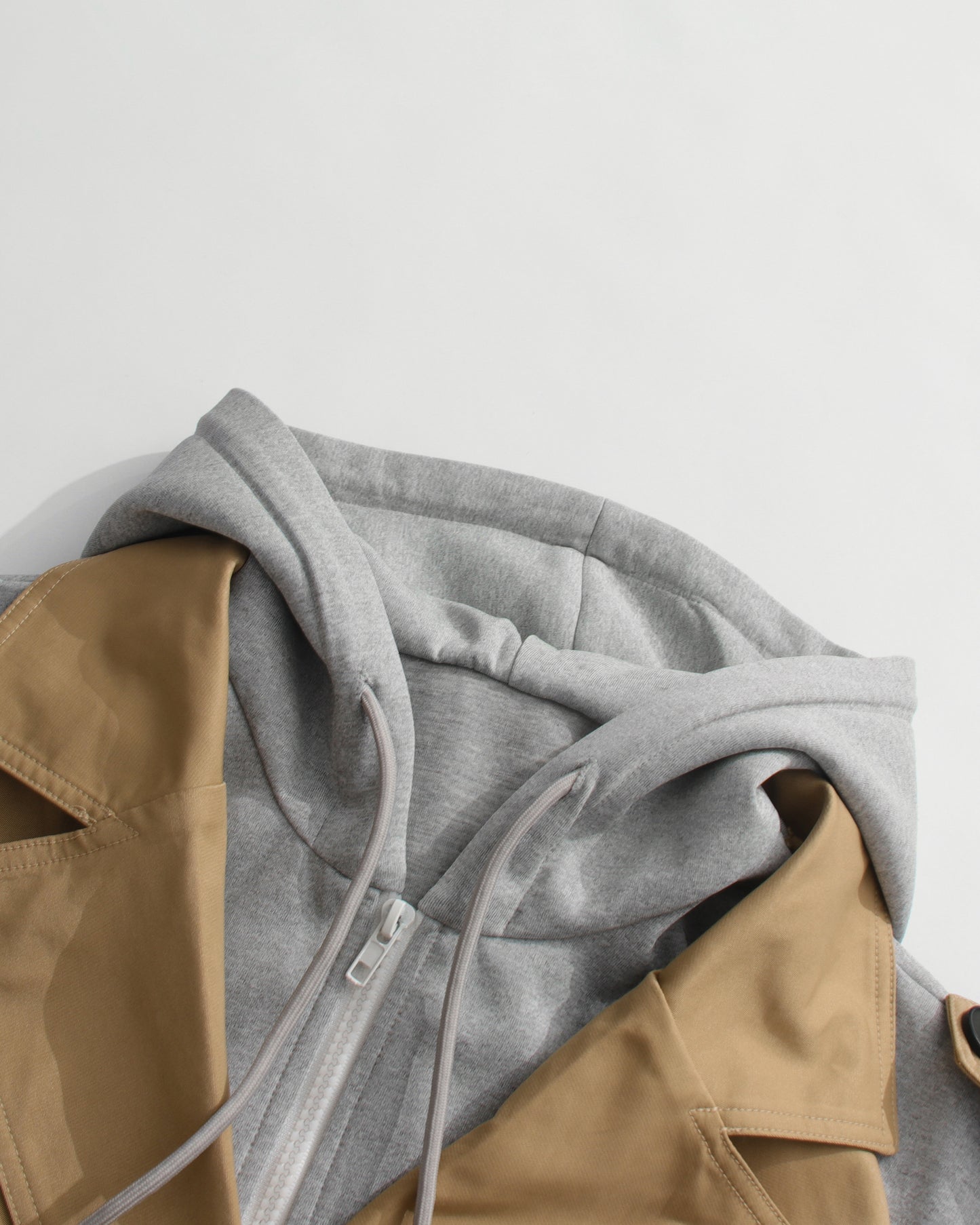 Khaki Trench-Hoodie Combo Coat with Belt