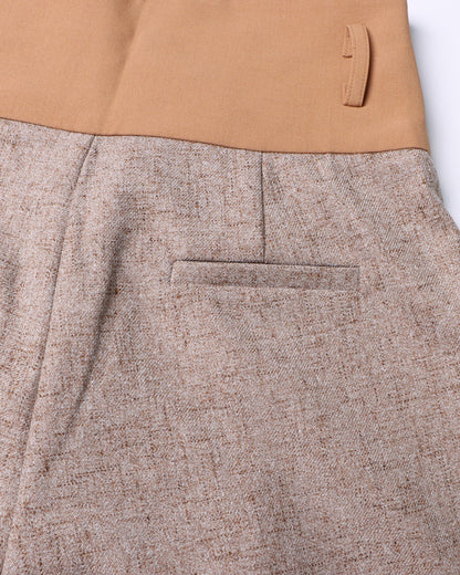 Khaki Wide-Leg Trousers with Contrast Belt