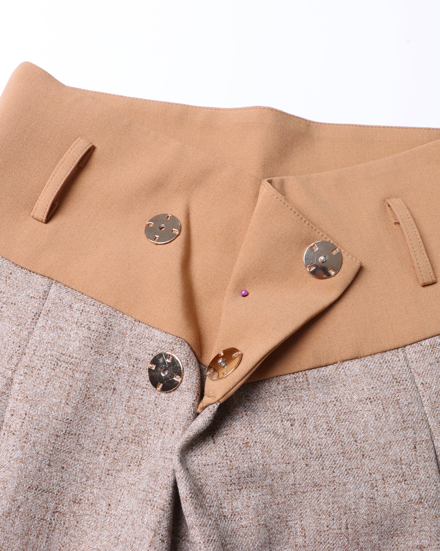 Khaki Wide-Leg Trousers with Contrast Belt