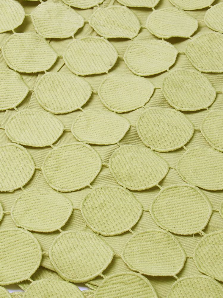 Light Green Disc-Embellished Fringe Midi Skirt