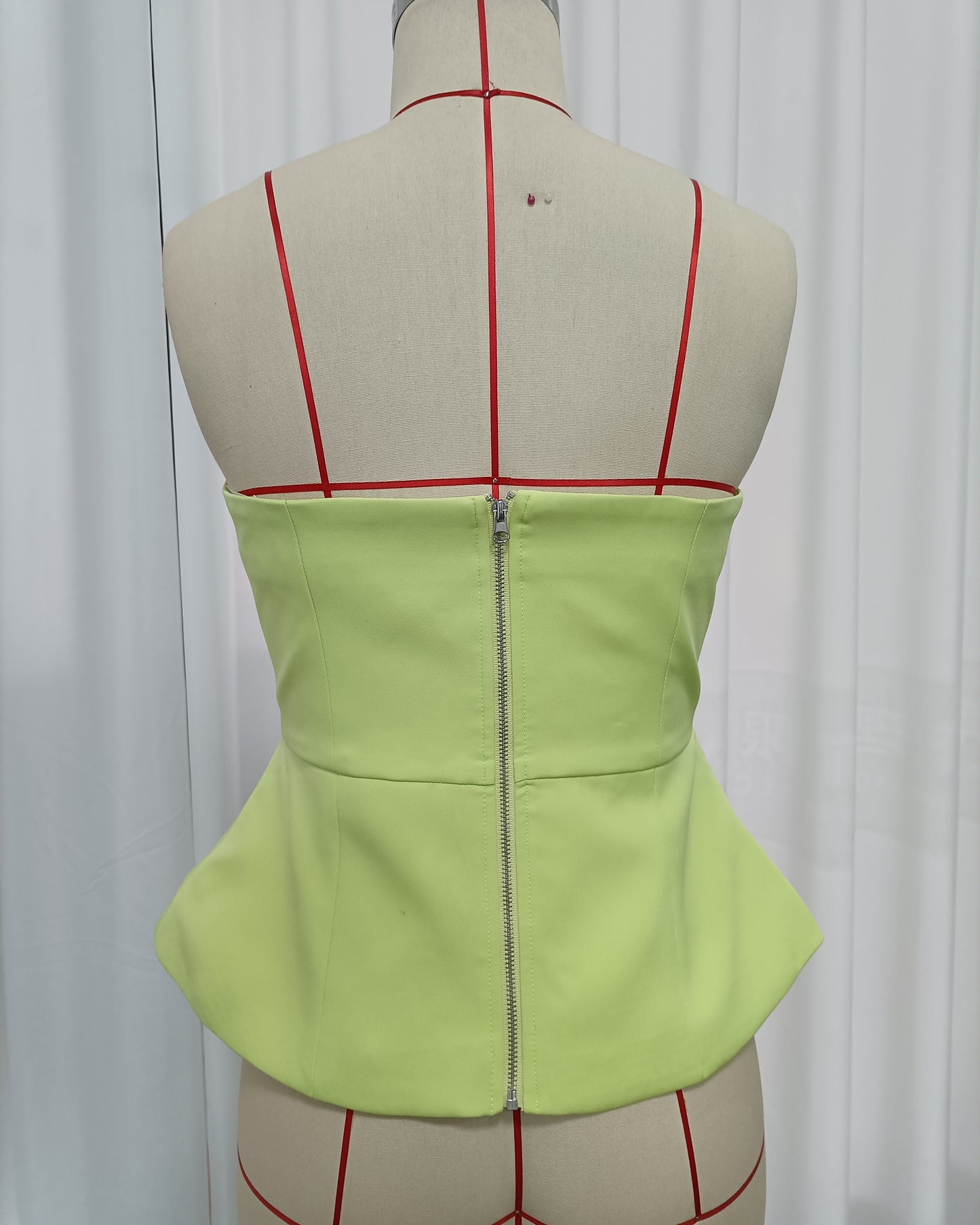 Lime Green Strapless Tunic Embroidery Top