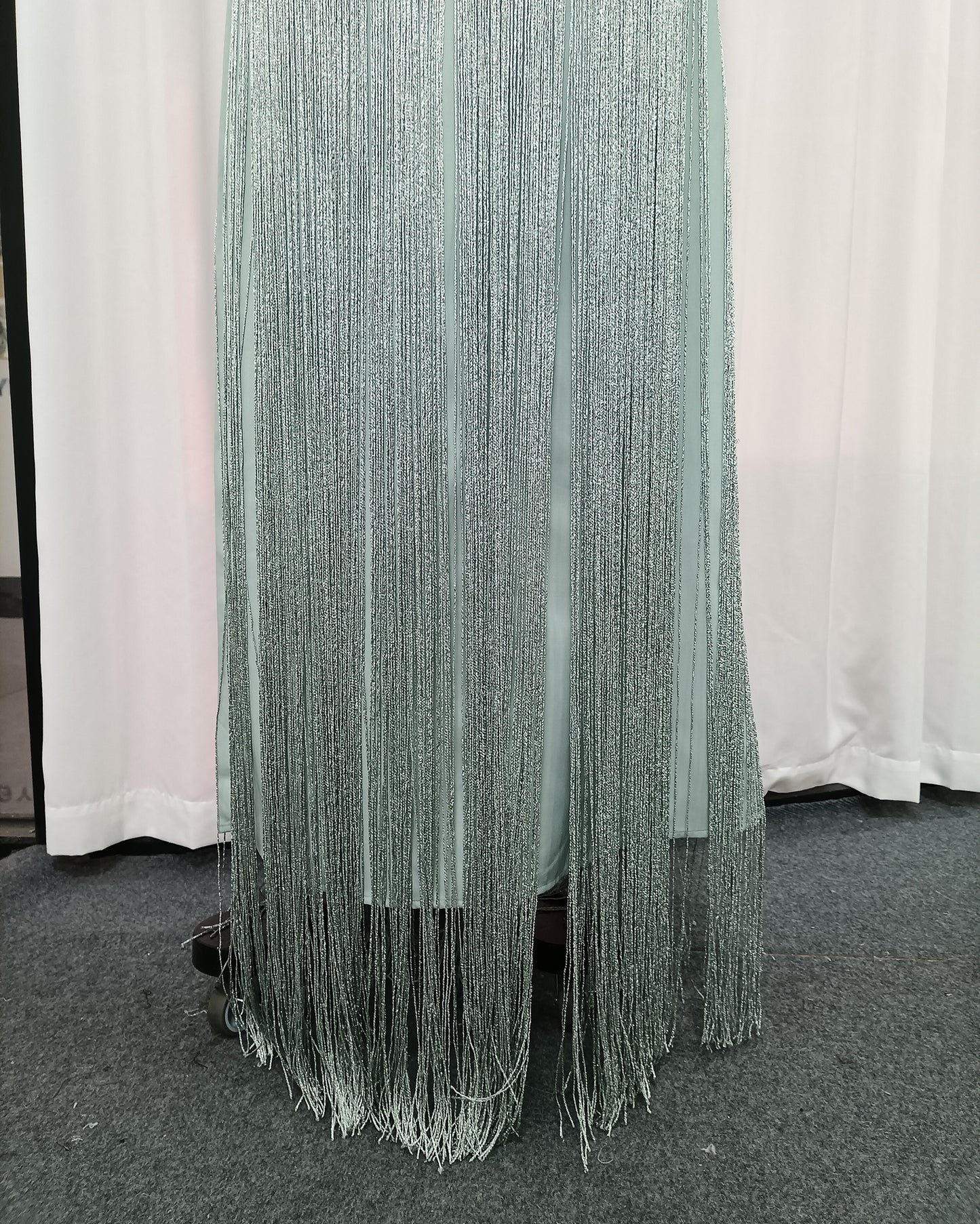 Mint Green Fringe spaghetti strap Maxi Dress