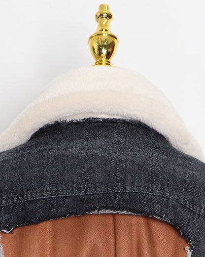 Mixed-Media Shearling-Lined Trench Coat with Belt