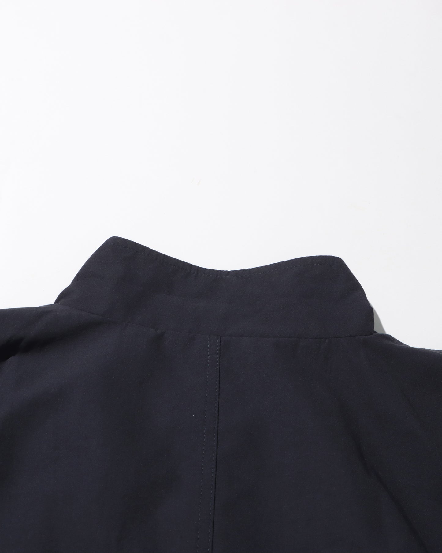 Navy Blue Stand-Collar Longline Coat with Button Front