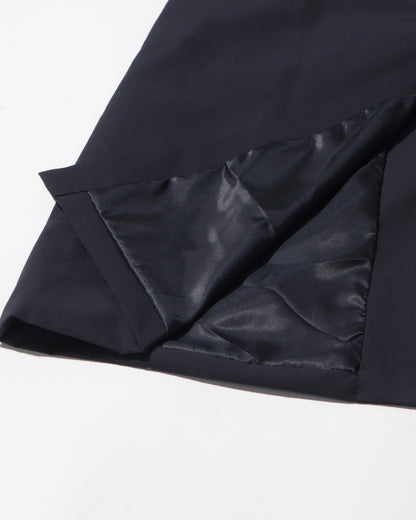 Navy Blue Stand-Collar Longline Coat with Button Front